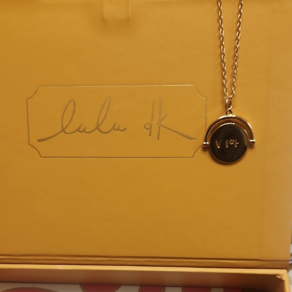 Lulu DK Gold Necklace with Black Pendant